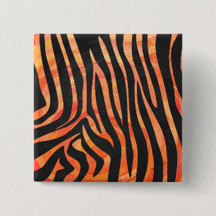 Zebra Black und Orange Print Button