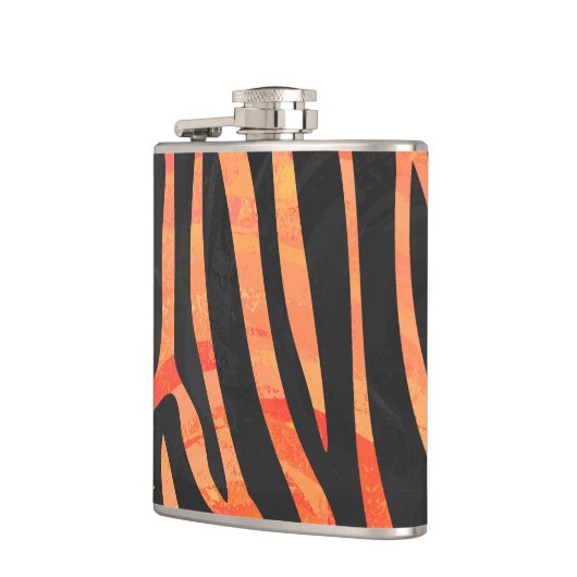 Zebra Black und Orange Print Flachmann (Links)