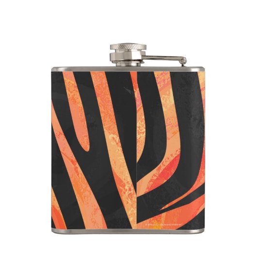 Zebra Black und Orange Print Flachmann (Rückseite)