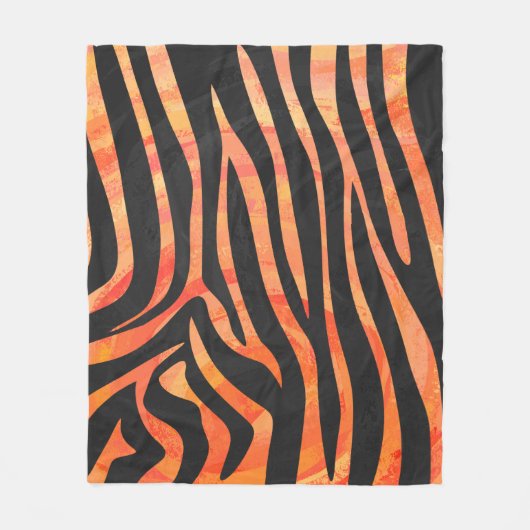 Zebra Black und Orange Print Fleecedecke (Vorderseite)