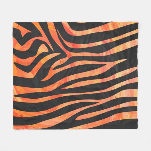 Zebra Black und Orange Print Fleecedecke (Vorderseite (Horizontal))
