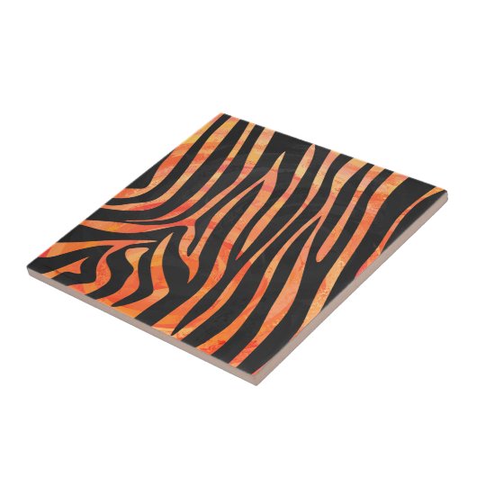 Zebra Black und Orange Print Fliese (Seite)