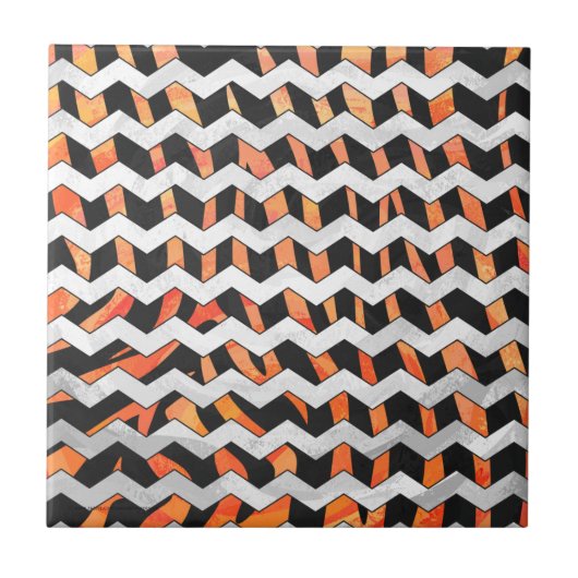 Zebra Black und Orange Print Fliese (Vorderseite)