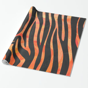 Zebra Black und Orange Print Geschenkpapier