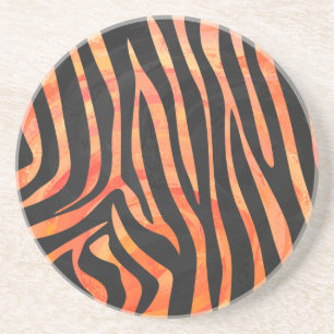 Zebra Black und Orange Print Getränkeuntersetzer