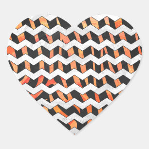 Zebra Black und Orange Print Herz-Aufkleber