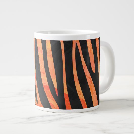 Zebra Black und Orange Print Jumbo-Tasse (Vorderseite Rechts)