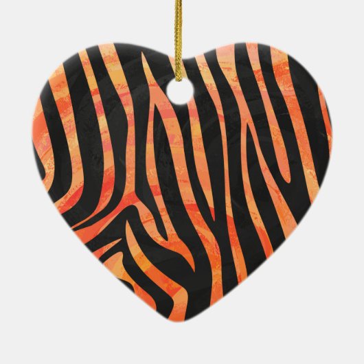 Zebra Black und Orange Print Keramikornament (Hinten)