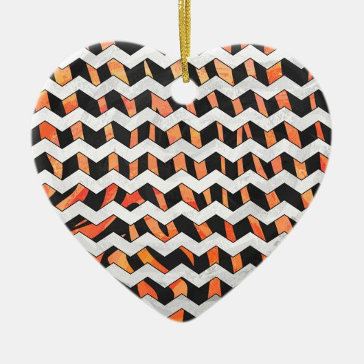 Zebra Black und Orange Print Keramikornament (Vorne)