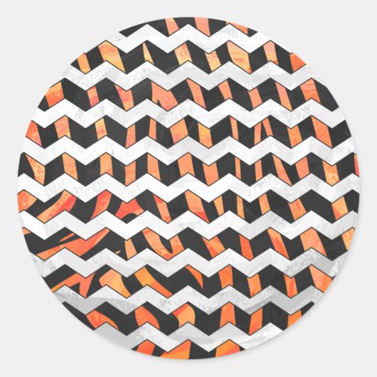 Zebra Black und Orange Print Runder Aufkleber (Vorderseite)