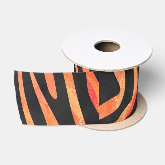 Zebra Black und Orange Print Satinband (Spule)