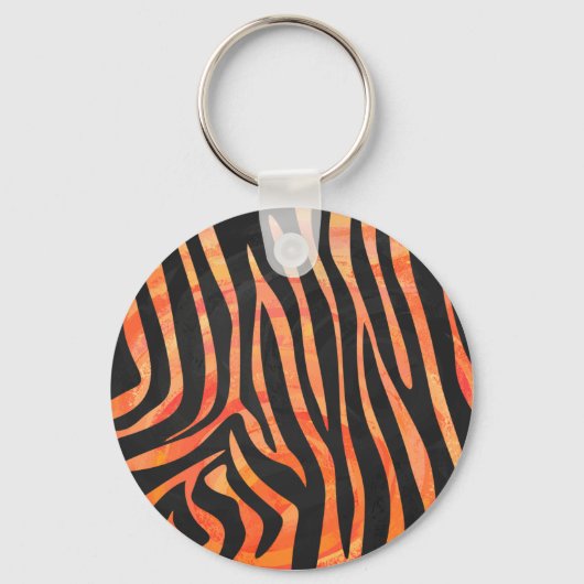 Zebra Black und Orange Print Schlüsselanhänger (Vorderseite)