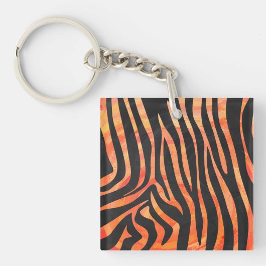 Zebra Black und Orange Print Schlüsselanhänger (Vorderseite)