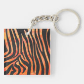Zebra Black und Orange Print Schlüsselanhänger (Rückseite)