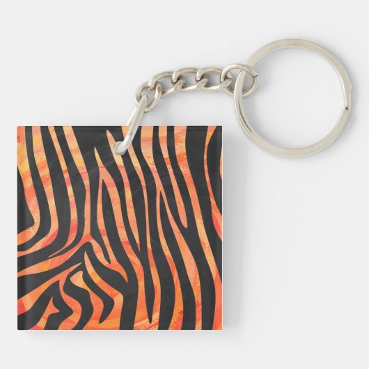Zebra Black und Orange Print Schlüsselanhänger (Rückseite)