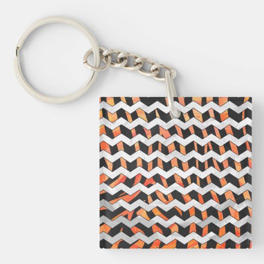 Zebra Black und Orange Print Schlüsselanhänger (Vorderseite)