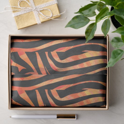 Zebra Black und Orange Print Seidenpapier (Geschenk)