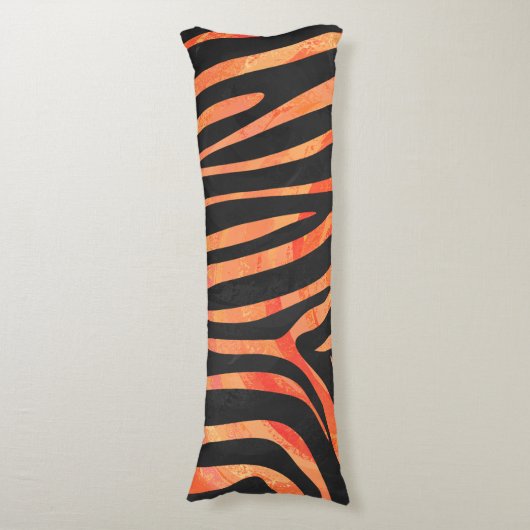 Zebra Black und Orange Print Seitenschläferkissen (Vorderseite Vertikal)