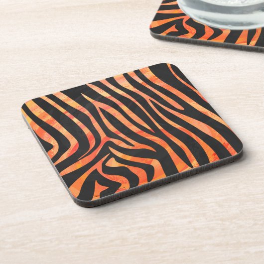 Zebra Black und Orange Print Untersetzer (Linke Seite)