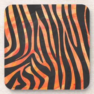 Zebra Black und Orange Print Untersetzer