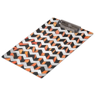 Zebra Black und Orange Zickzack Klemmbrett