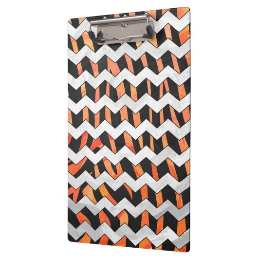 Zebra Black und Orange Zickzack Klemmbrett (Links)