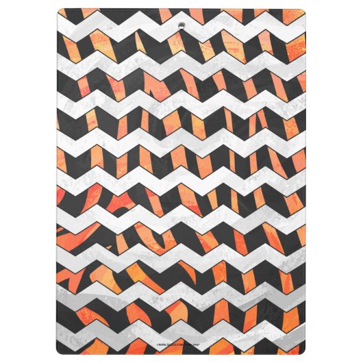 Zebra Black und Orange Zickzack Klemmbrett (Rückseite)