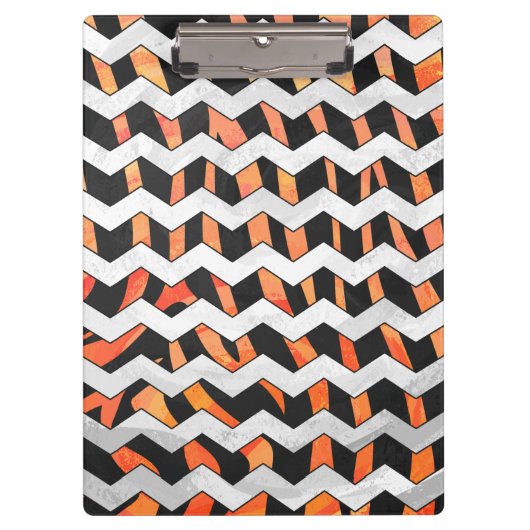 Zebra Black und Orange Zickzack Klemmbrett (Vorderseite)