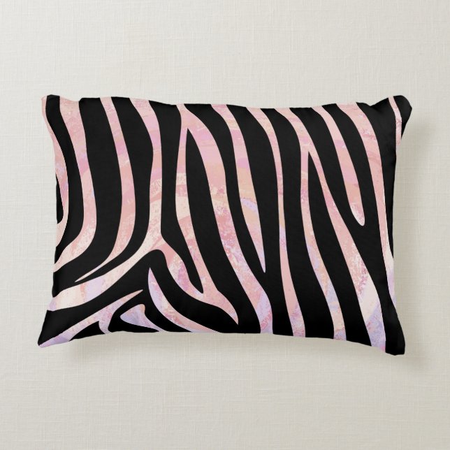 Zebra Black und Pink Print Dekokissen (Rückseite)