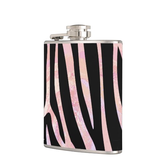 Zebra Black und Pink Print Flachmann (Links)