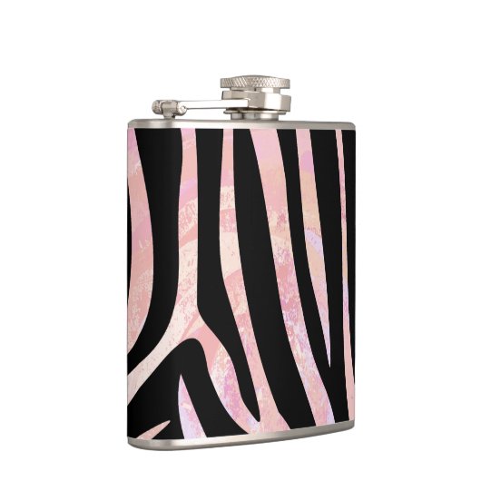 Zebra Black und Pink Print Flachmann (Rechts)