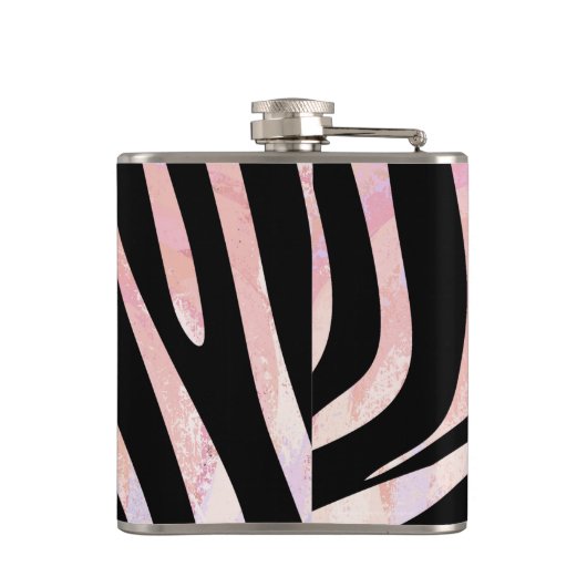 Zebra Black und Pink Print Flachmann (Rückseite)