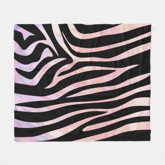 Zebra Black und Pink Print Fleecedecke (Vorderseite (Horizontal))