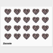 Zebra Black und Pink Print Herz-Aufkleber (Blatt)