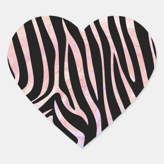 Zebra Black und Pink Print Herz-Aufkleber (Vorderseite)