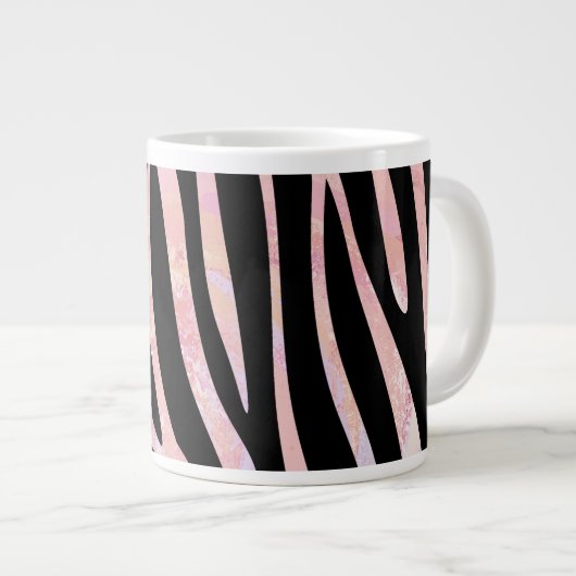 Zebra Black und Pink Print Jumbo-Tasse (Vorderseite Rechts)