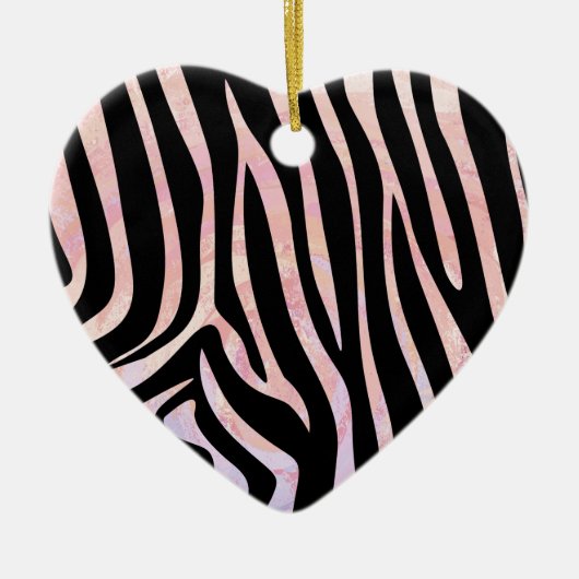 Zebra Black und Pink Print Keramik Ornament (Vorne)