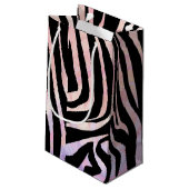 Zebra Black und Pink Print Kleine Geschenktüte (Rückseite Schrägansicht)