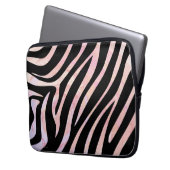 Zebra Black und Pink Print Laptopschutzhülle (Vorderseite Links)