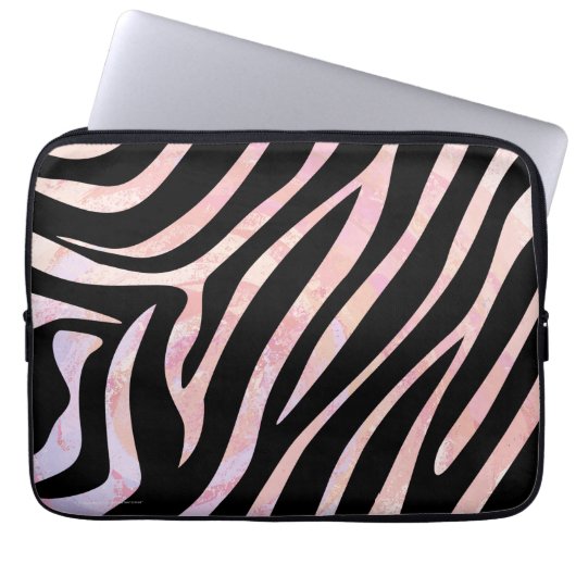 Zebra Black und Pink Print Laptopschutzhülle (Vorderseite)