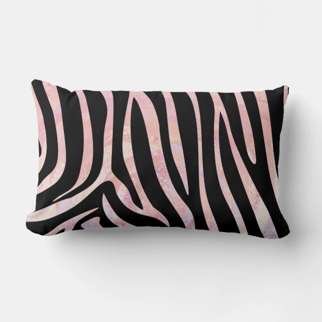 Zebra Black und Pink Print Lendenkissen (Vorderseite)