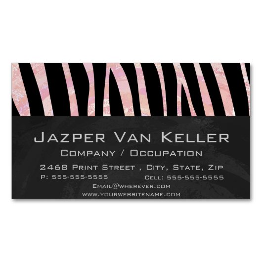 Zebra Black und Pink Print Magnetische Visitenkarte (Vorderseite)