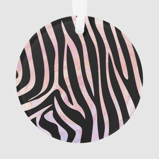 Zebra Black und Pink Print Ornament (Rückseite)