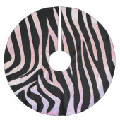 Zebra Black und Pink Print Polyester Weihnachtsbaumdecke (Vorderseite)