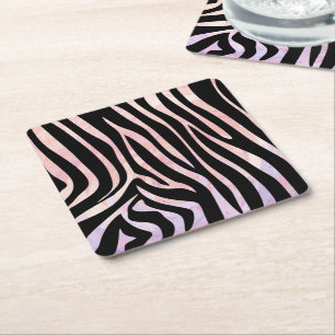 Zebra Black und Pink Print Rechteckiger Pappuntersetzer