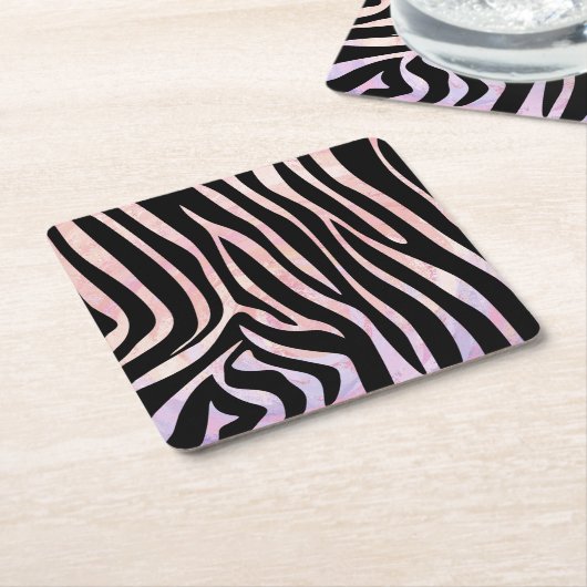 Zebra Black und Pink Print Rechteckiger Pappuntersetzer (angewinkelt)