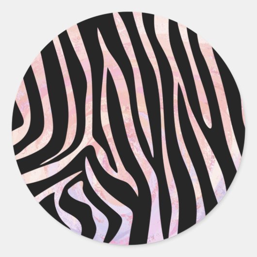 Zebra Black und Pink Print Runder Aufkleber (Vorderseite)