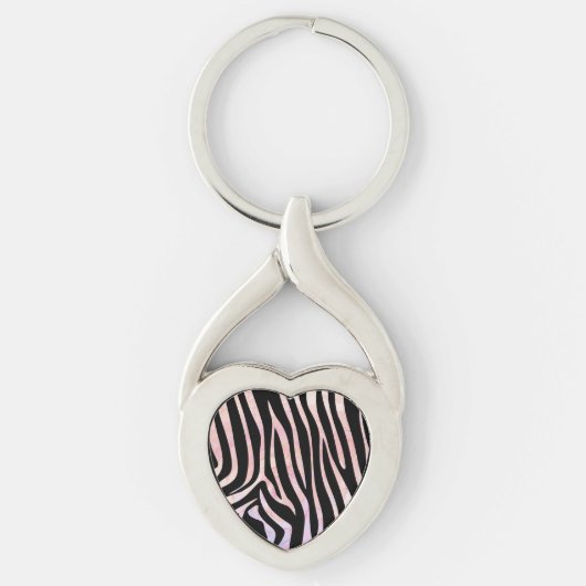 Zebra Black und Pink Print Schlüsselanhänger (Vorderseite)
