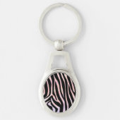 Zebra Black und Pink Print Schlüsselanhänger (Vorderseite)