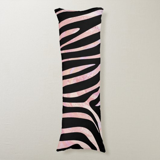 Zebra Black und Pink Print Seitenschläferkissen (Vorderseite Vertikal)